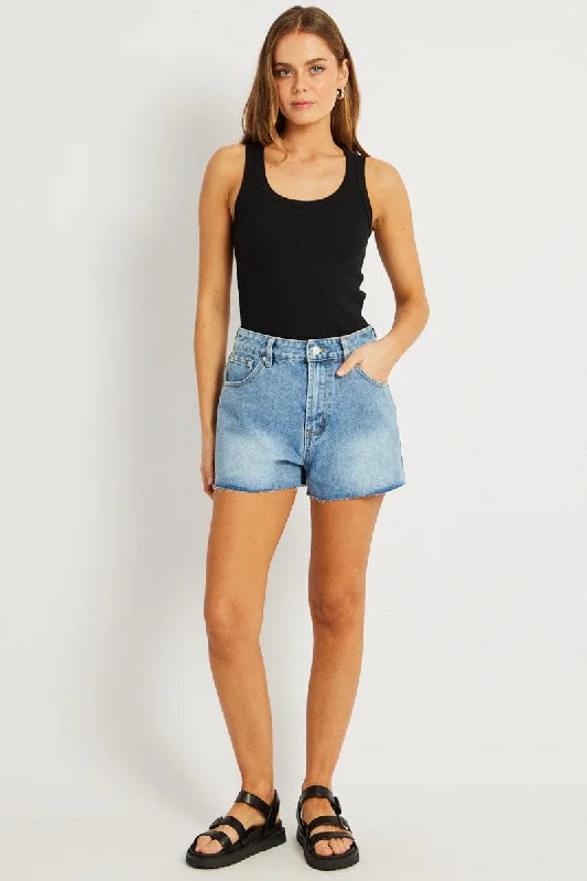 Black Singlet Top Contrast Stitch