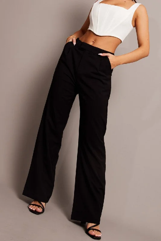 Black Wide Leg Pants Mid Rise