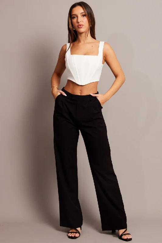 Black Wide Leg Pants Mid Rise