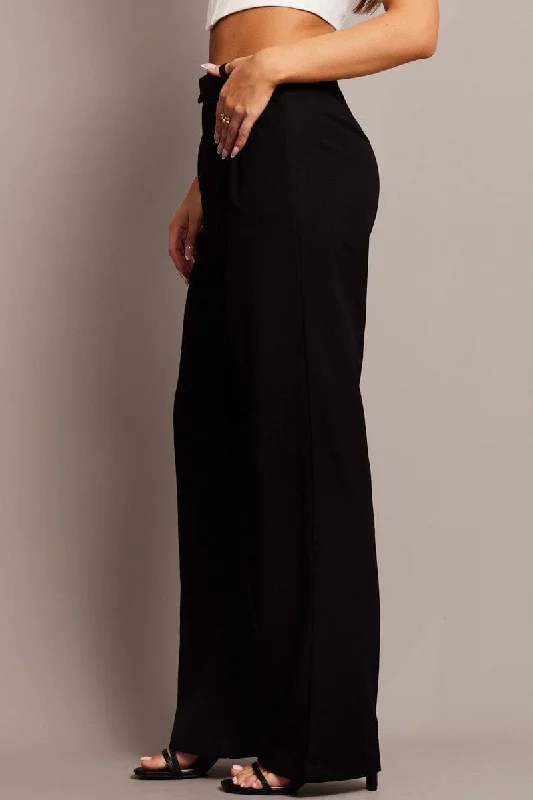 Black Wide Leg Pants Mid Rise