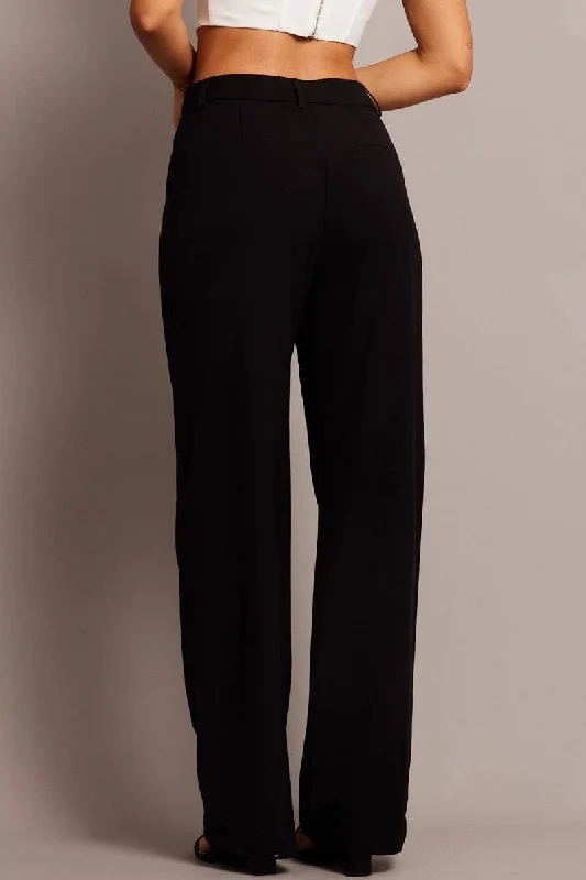 Black Wide Leg Pants Mid Rise