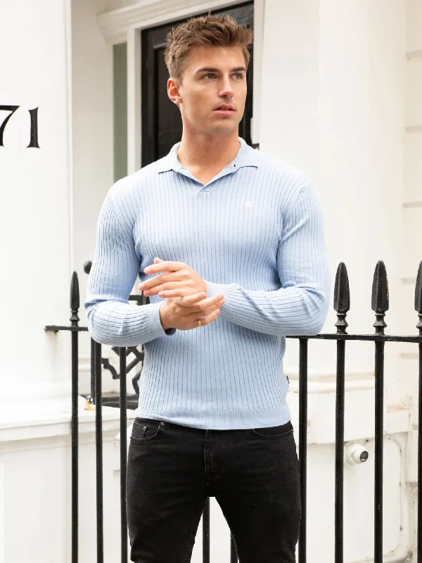 Salisbury Ribbed Polo - Light Blue