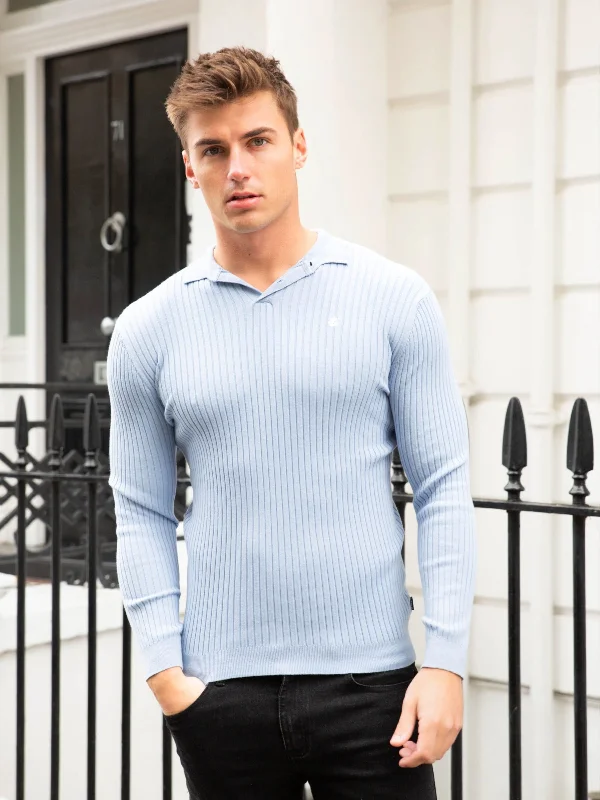 Salisbury Ribbed Polo - Light Blue