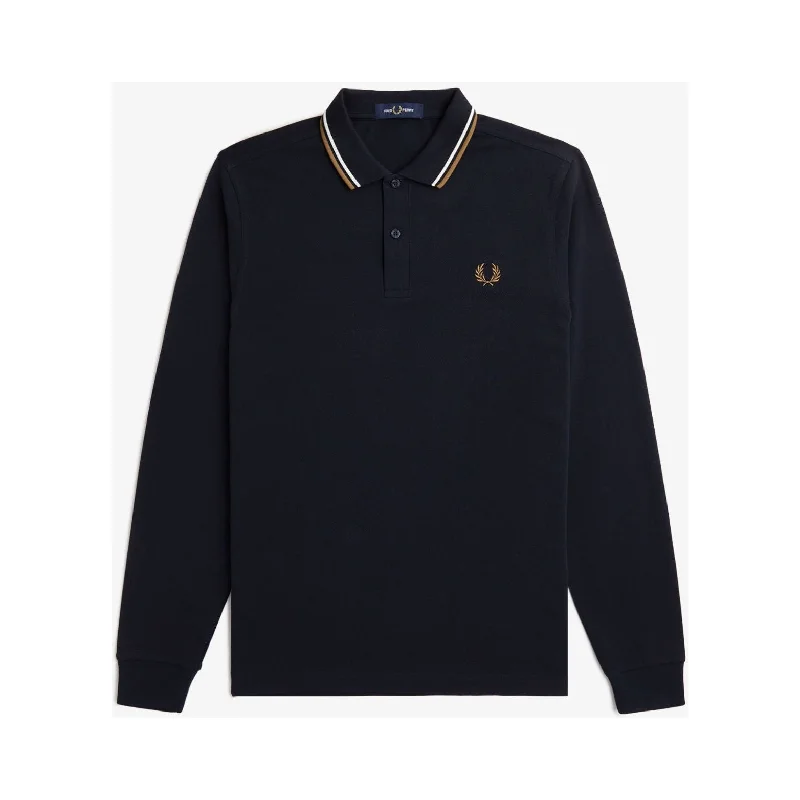 Fred Perry - M3636 Twin Tipped Navy / Snow White / Shaded Stone L/S - Polo