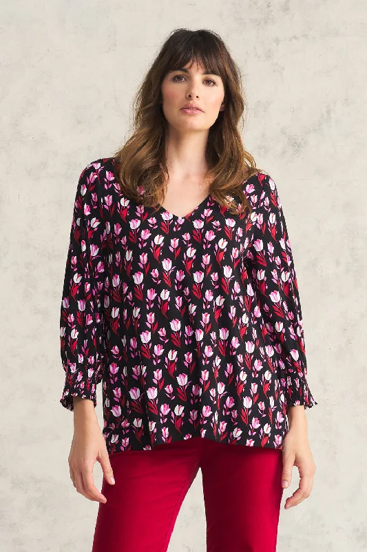 Print Jersey Top - Tulips Print