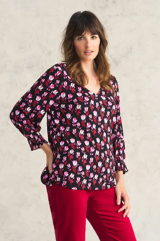 Print Jersey Top - Tulips Print