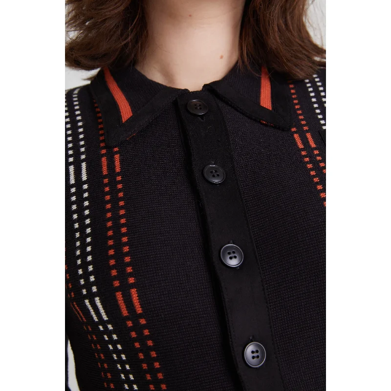 Gabicci Vintage x Modfather Clothing - Women's Exclusive Martha Yardi Cardi Black / Orange - Polo Knit