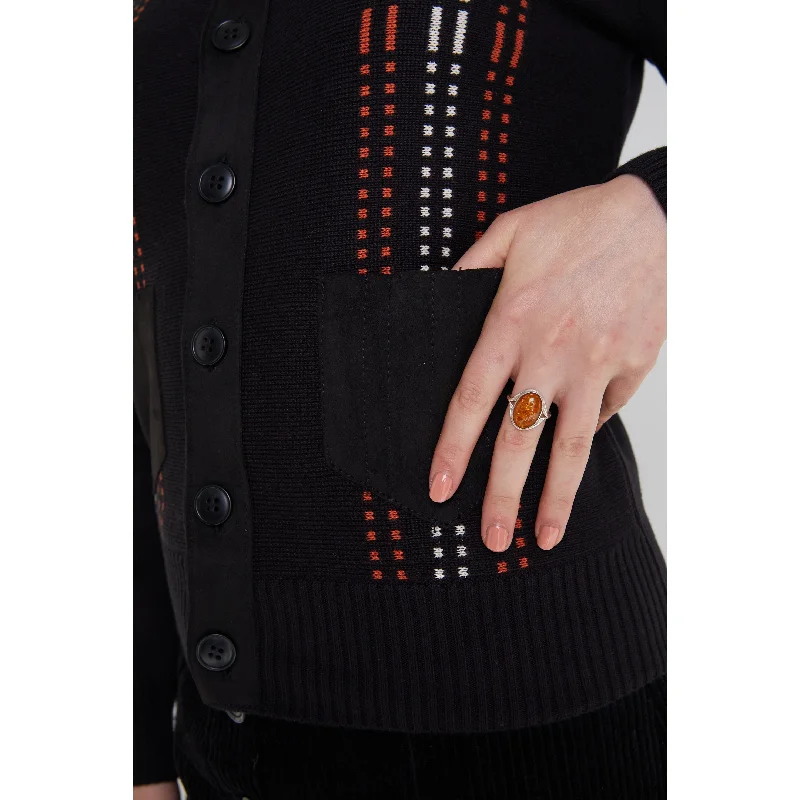 Gabicci Vintage x Modfather Clothing - Women's Exclusive Martha Yardi Cardi Black / Orange - Polo Knit