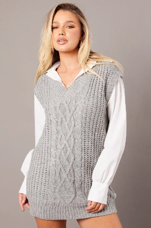 Grey Knit Top Jumper