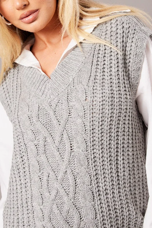 Grey Knit Top Jumper