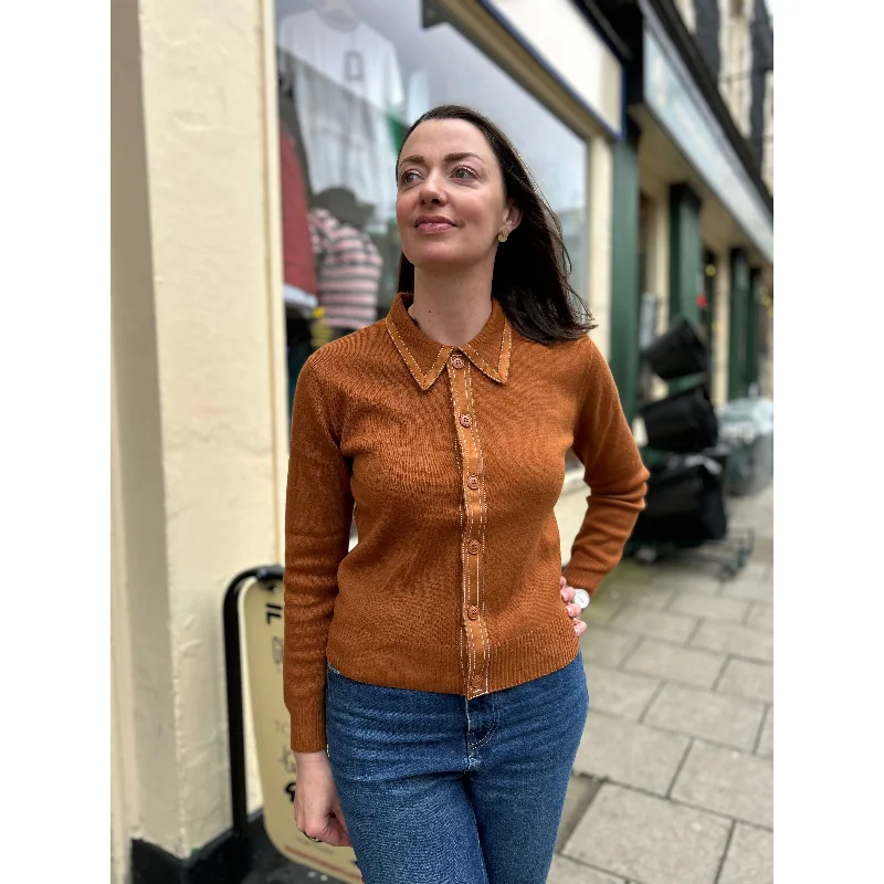 Mr Bridger - Women's 'Mary' Yardi Cardi Toffee - Polo Knit