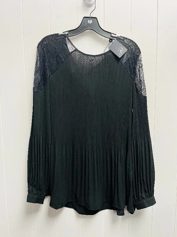 Black Blouse Long Sleeve Adrianna Papell, Size Xl