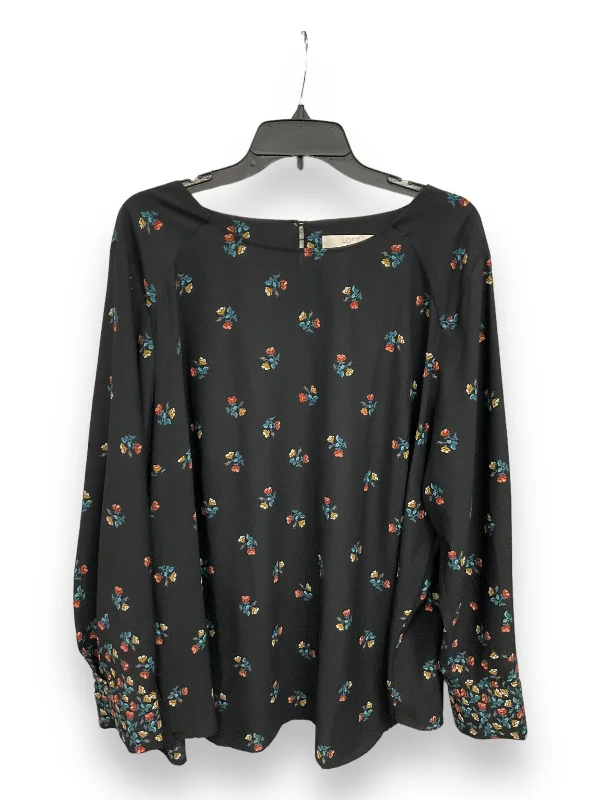 Black Blouse Long Sleeve Loft, Size 3x