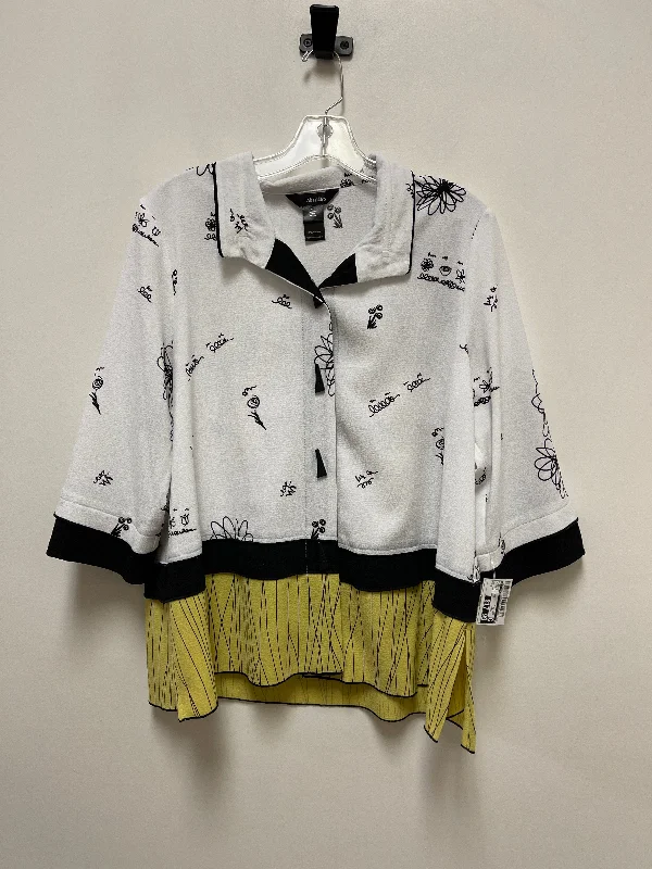 Black & White Blouse Long Sleeve Ali Miles, Size L