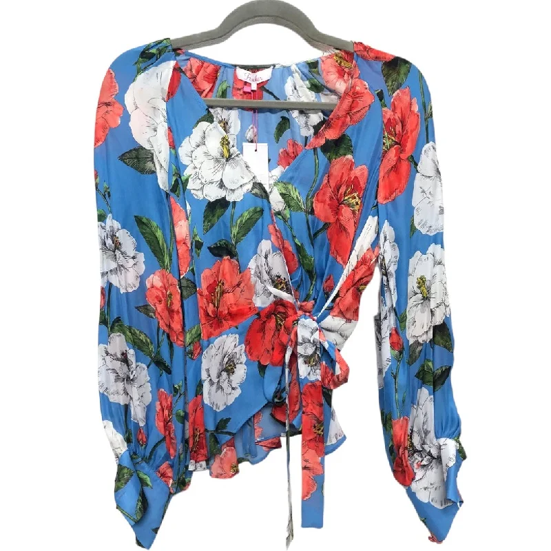 Blue & Red & White Blouse Long Sleeve Parker, Size S