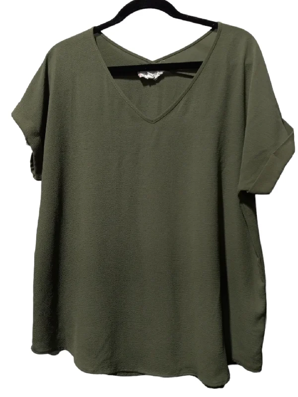 Green Blouse Short Sleeve Clothes Mentor, Size Xl