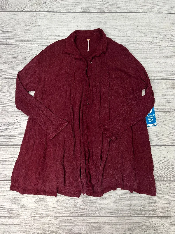 Maroon Blouse Long Sleeve Free People, Size Petite   Small