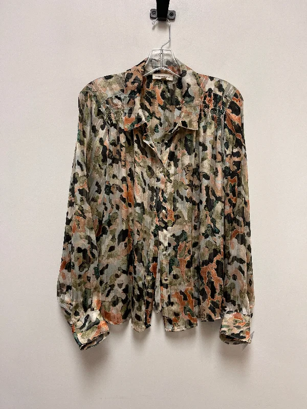 Orange Blouse Long Sleeve Ee Some, Size M