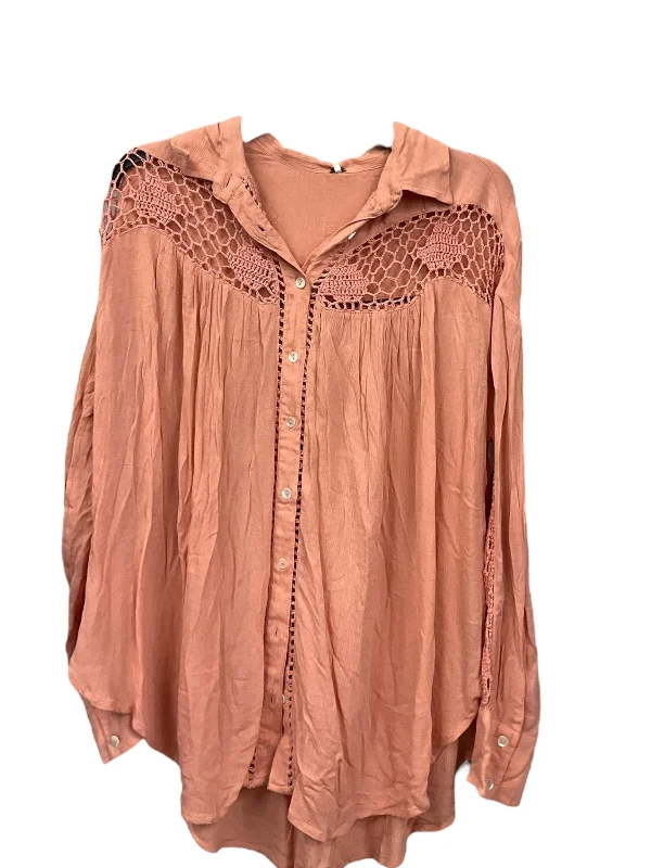 Peach Blouse Long Sleeve Free People, Size S