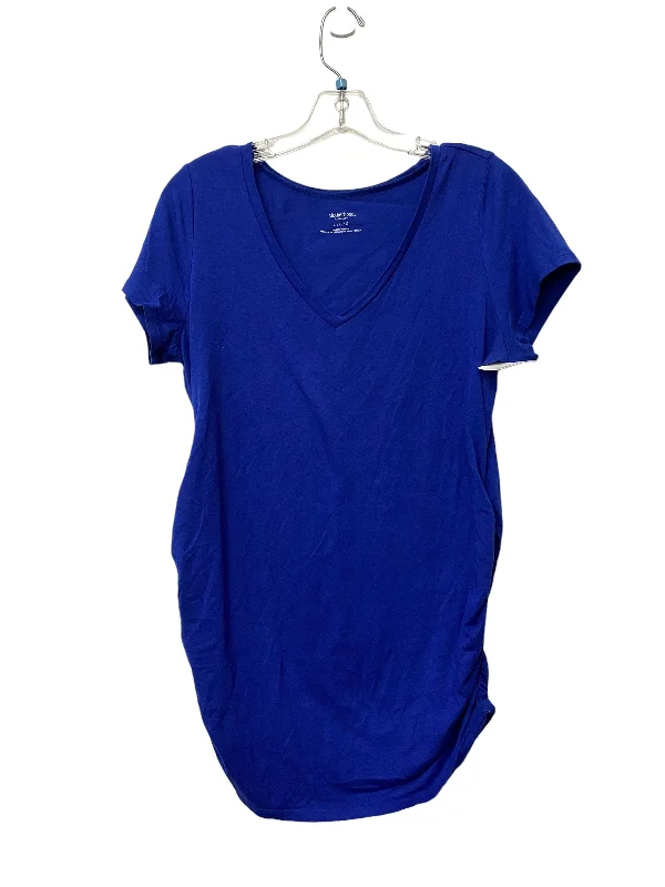 Top Short Sleeve Basic By Motherhood In Blue, Size: L