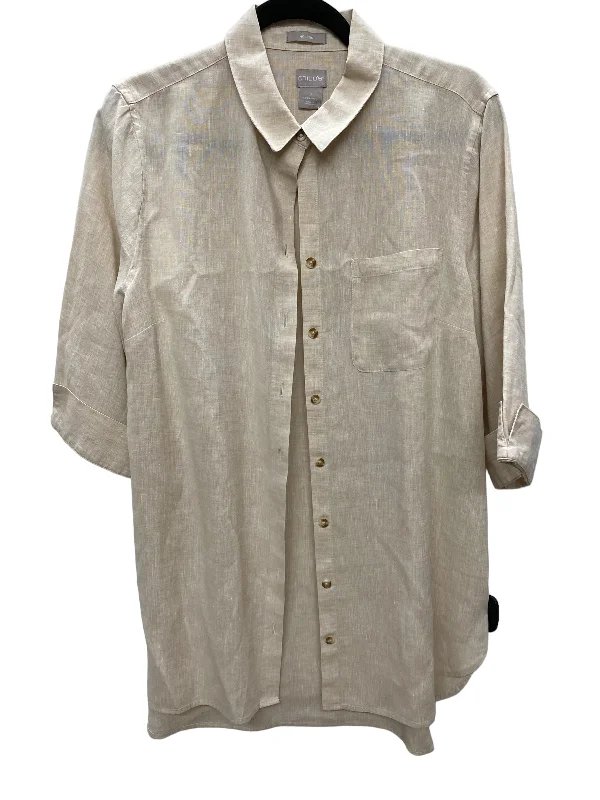 Top Short Sleeve By Chicos In Tan, Size: 2