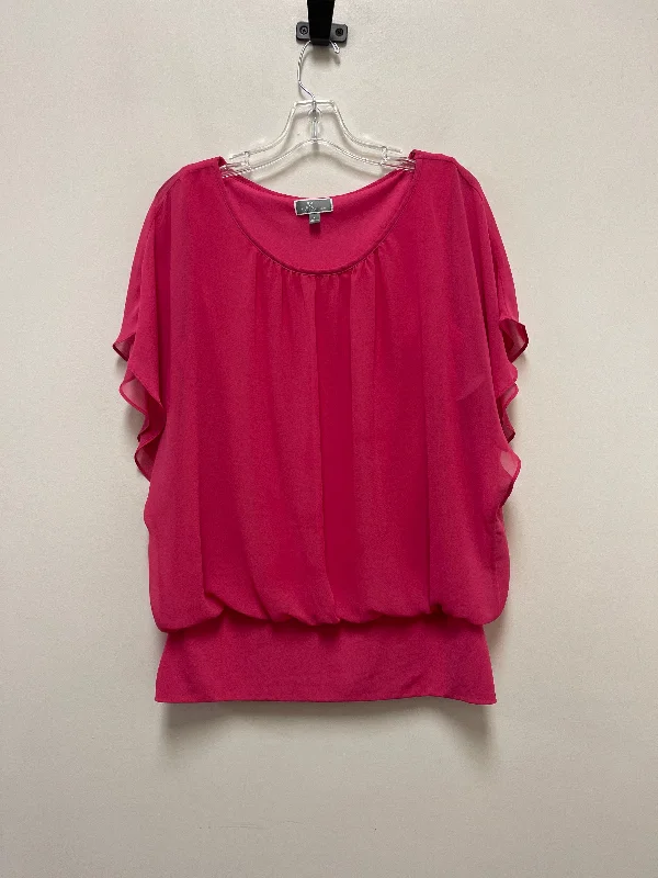 Top Short Sleeve By Jm Collections In Pink, Size: L