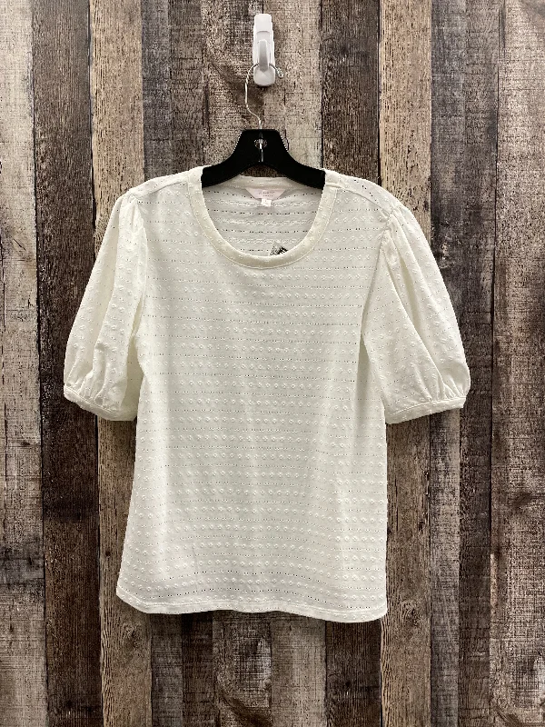 Top Short Sleeve By Lc Lauren Conrad In Ivory, Size: S