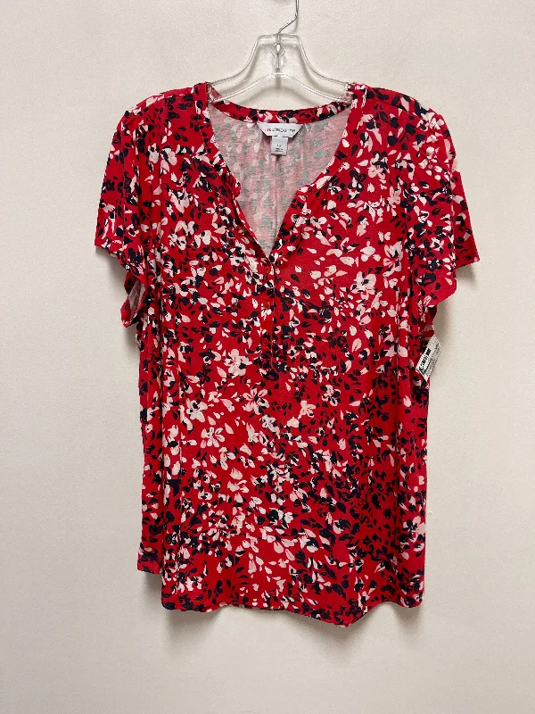 Top Short Sleeve By Liz Claiborne In Red, Size: Xl