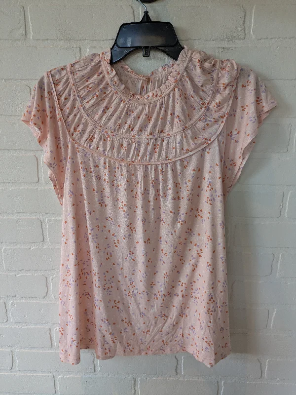 Top Short Sleeve By Loft In Pink & Purple, Size: M