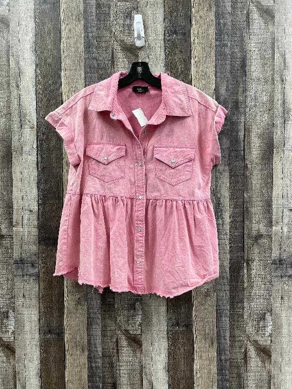 Top Short Sleeve By Vici In Pink, Size: S