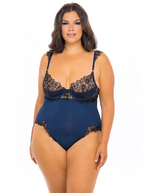 Plus Size Jersey And Lace Teddy